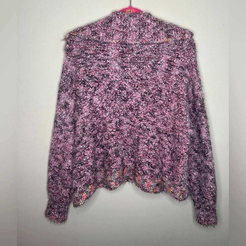Free People Stellar Pullover Knit Sweater Shocking Pink Cozy Warm Size Small